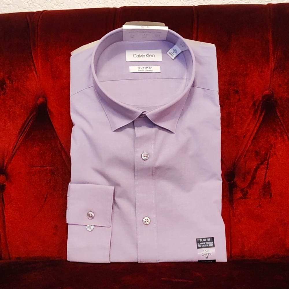 Men's Wearhouse Dress Shirt Slim Fit Calvin Klein 15 1/2 34/35